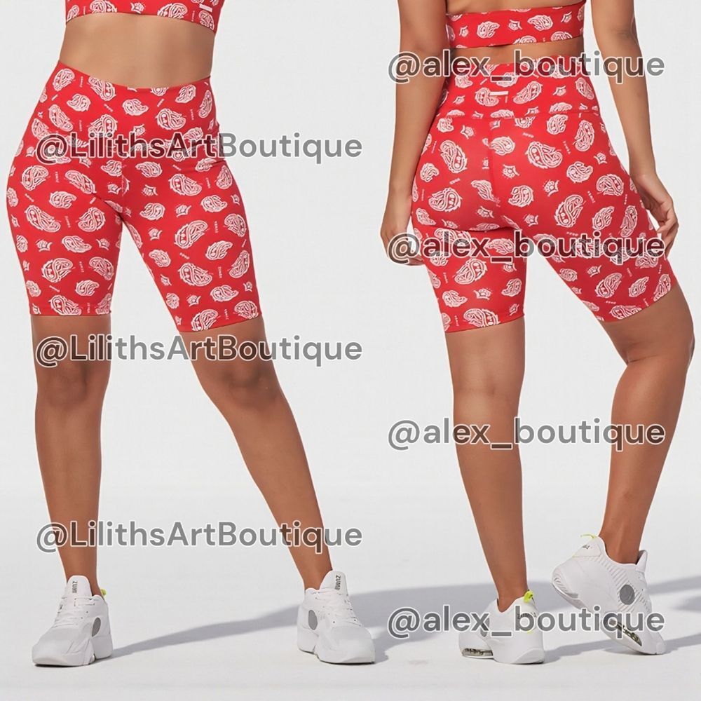 Zumba XO Biker Shorts Fire Red Parsley Print Size XS (E065)